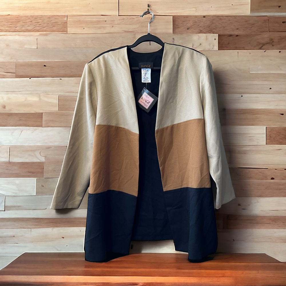 NWT Image Black/Cream/Brown Open Front Blazer sz 22W